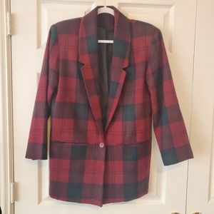 Vintage Plaid Wool Blazer